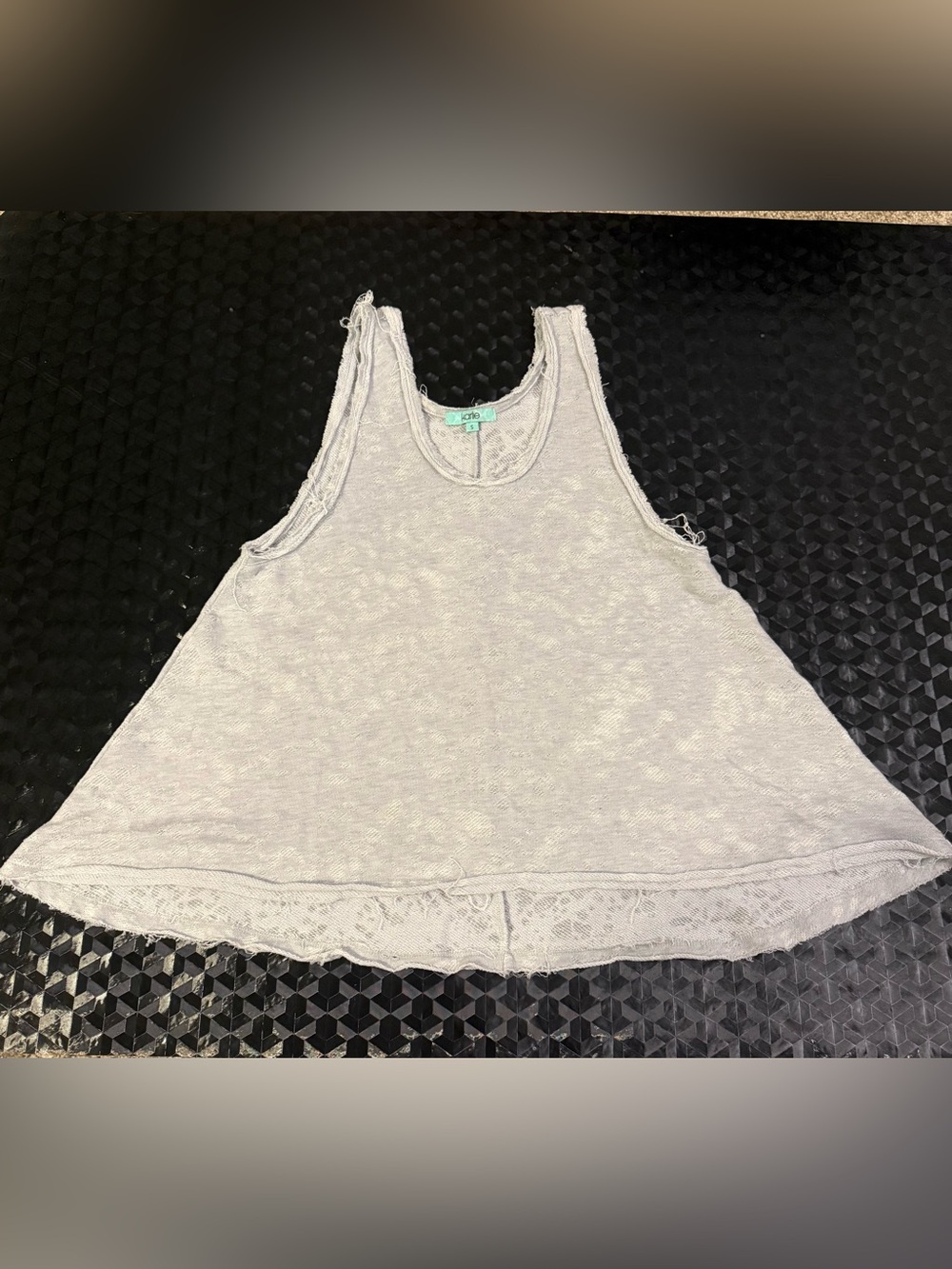 {KARLIE} Light Gray Slub Burnout Tank with Distressed Edges